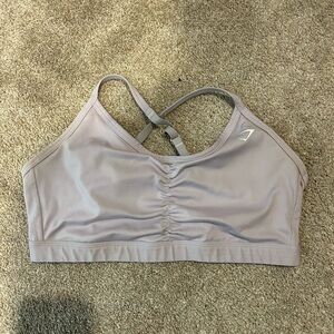 Athletic Light Taupe Sports Bra with Cross-Back Straps
